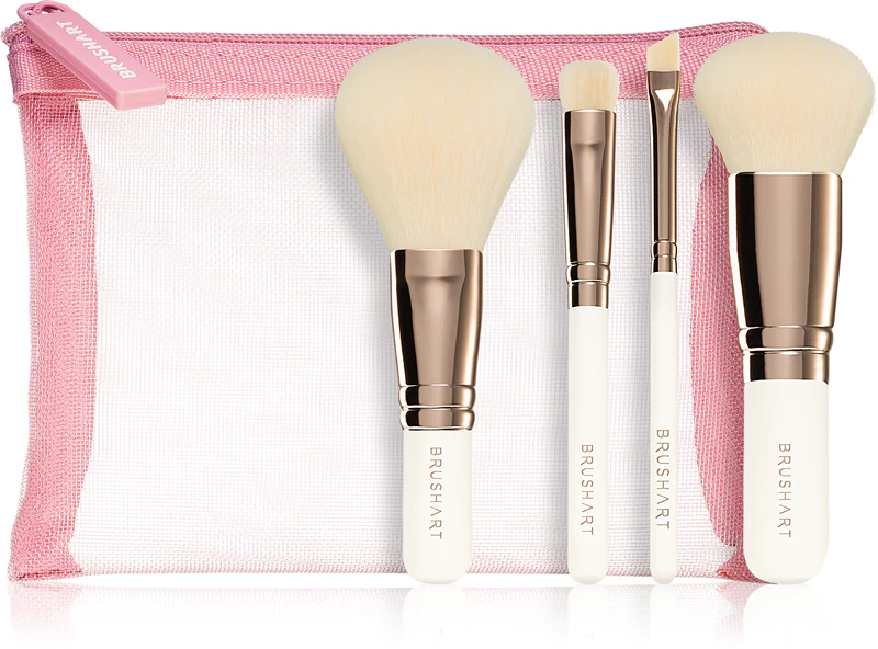 Conjunto de mini pincéis de maquiagem BrushArt Basic On-the-go Glam para viagem, com estojo compacto.