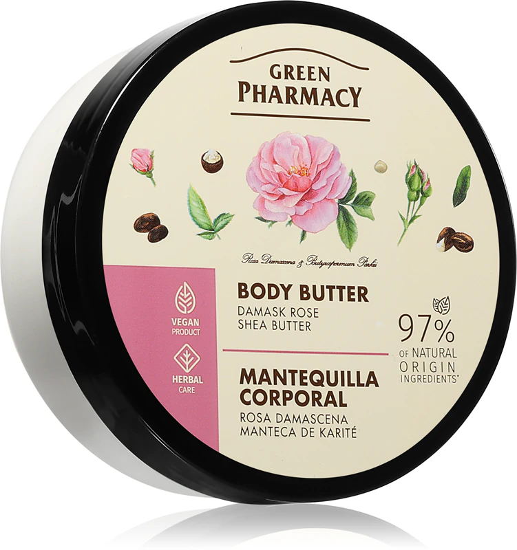 Manteiga Corporal de Rosa Damascena e Manteiga de Karité da Green Pharmacy