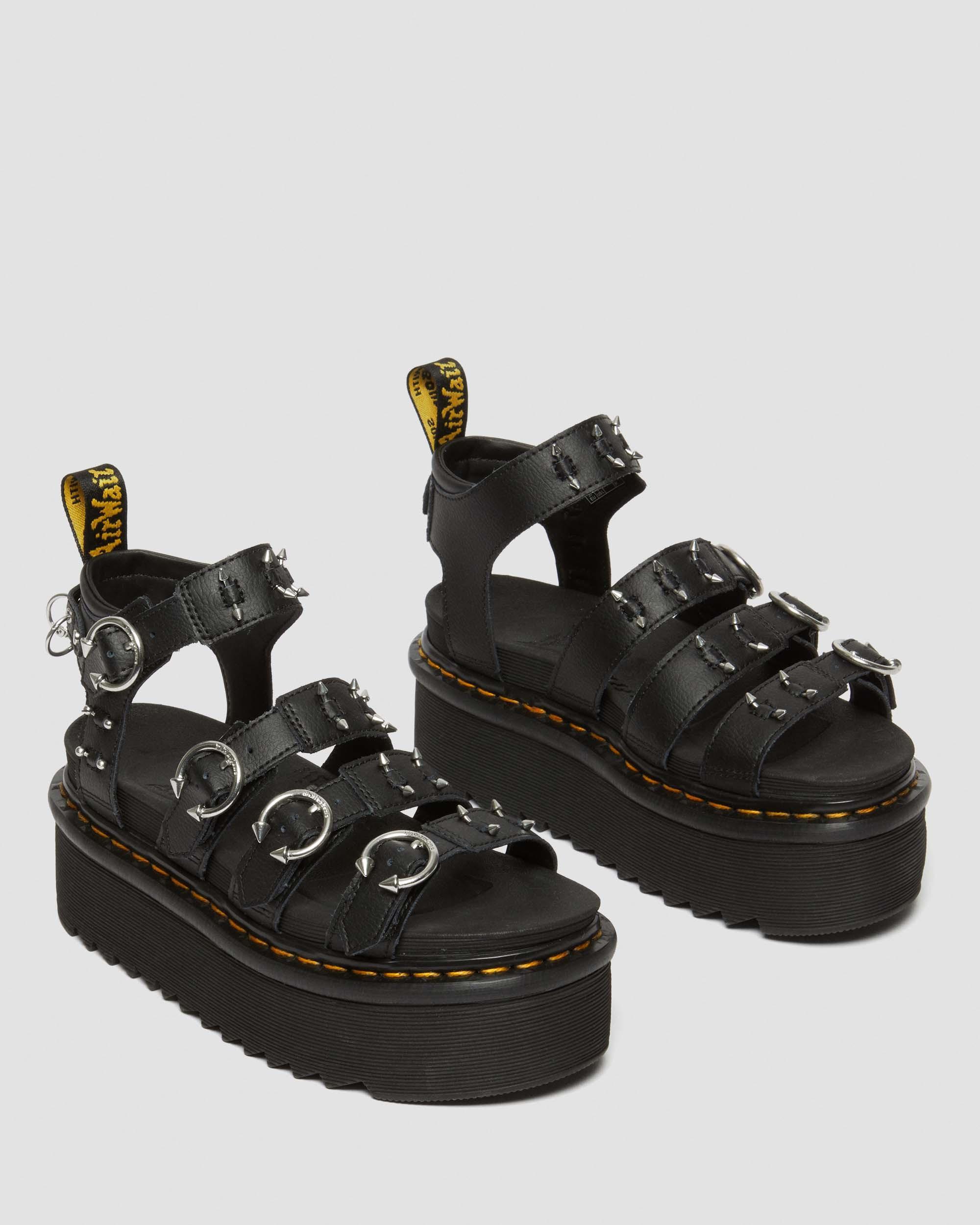 Blaire Piercing Leder Plateausandalen