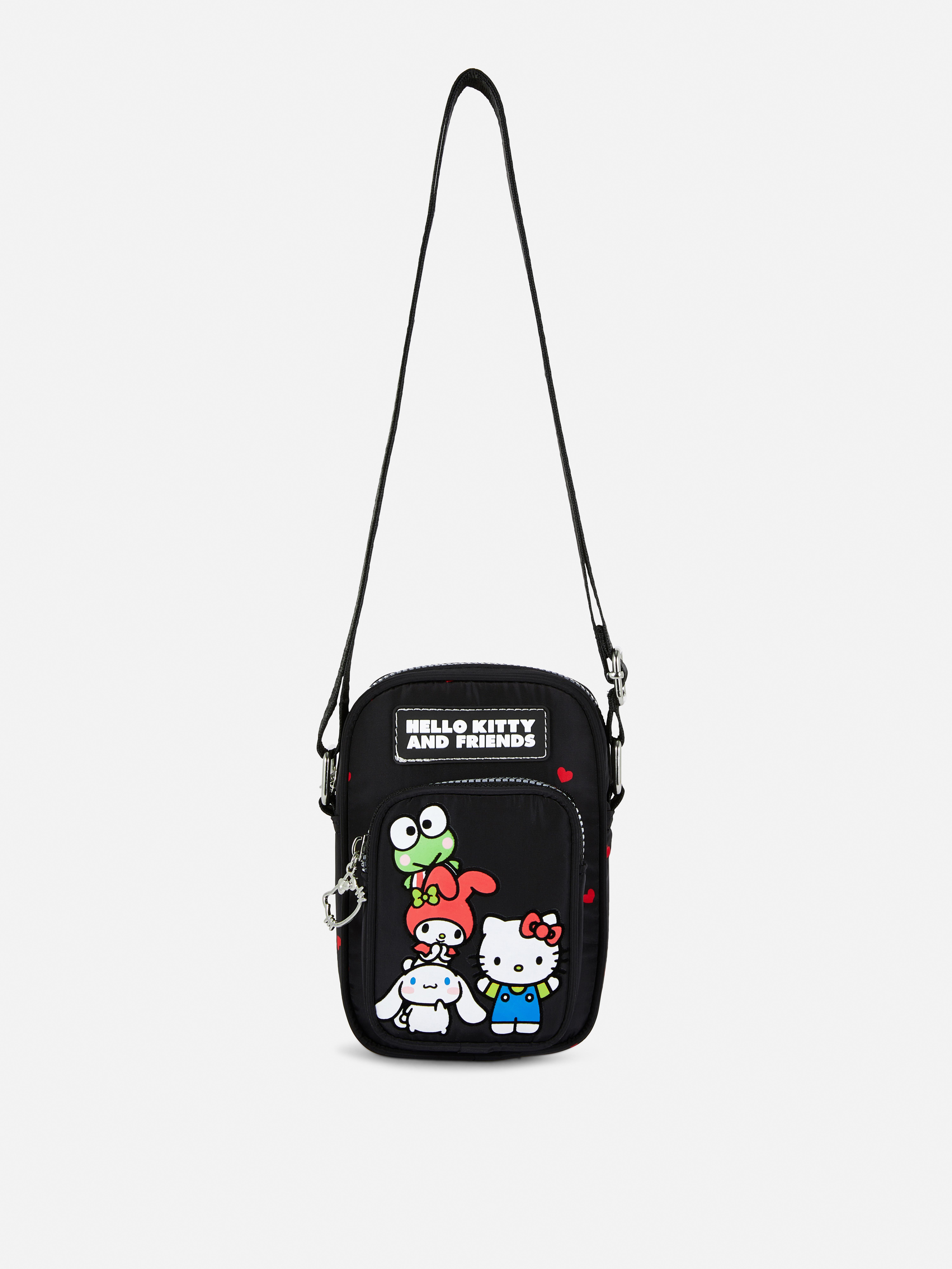 Hello Kitty und Freunde Handytasche Eine Handytasche mit verstellbarem Schultergurt, Reißverschlusstaschen und Sanrio-Figuren