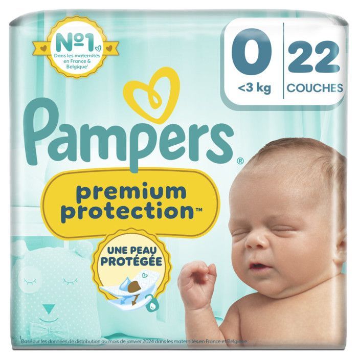 8x22 Premium Diapers - Size 0 - Pampers