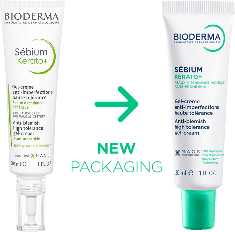 „Bioderma Sébium Kerato+“ gelinis kremas nuo spuogų pažeistos odos trūkumų