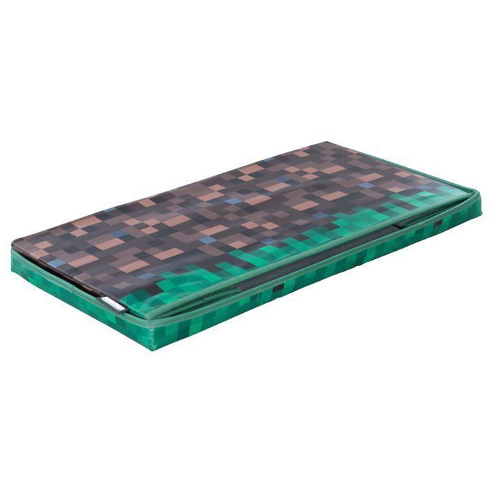 Coffre à Jouet Pliant 2en1 - ROBA - Minecraft – Bloc d'Herbe – 60 x 30 x 30 cm – Rangement et Siège pour Enfants