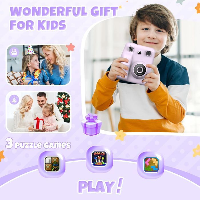 Cámara instantánea para niños con pantalla de 2,4