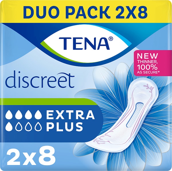 TENA Discreet Extra Plus incontinentieverbanden, verpakking van 16 stuks