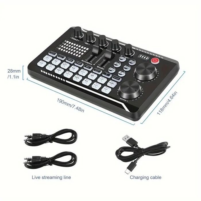 Kondensatormikrofon-Set mit Arm und Soundkarte – Ideal für Podcasting, Streaming, Gaming, F998+ Schwarz