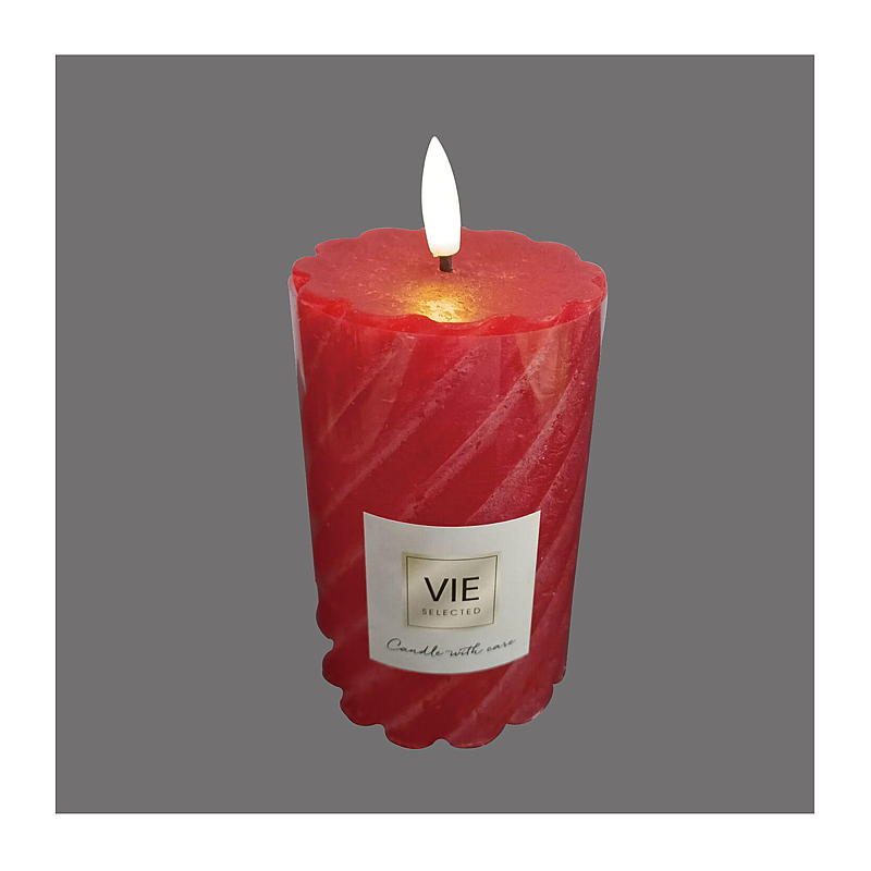 Vie Selected Kubuslamp 12 cm ø 7,6 cm LED timer spiraal rood