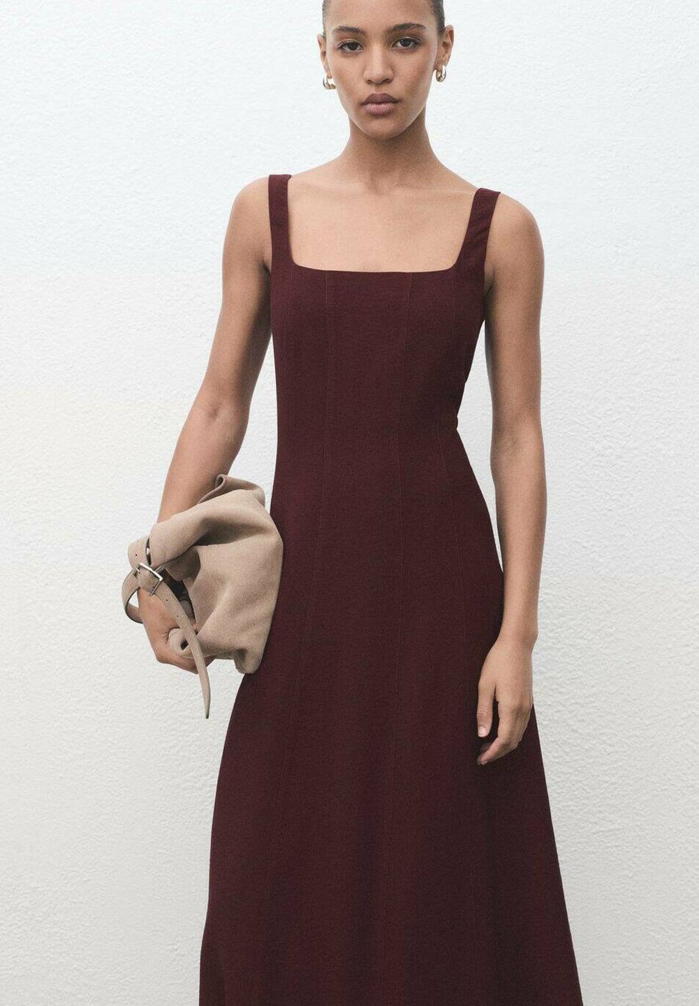 Mango MIDI MET STIKSELS - Dagjurk - bordeaux