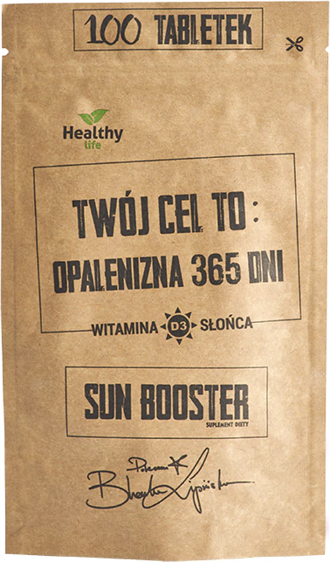 Seu objetivo é obter comprimidos de suplemento alimentar Sun Booster que auxiliam no bronzeamento.