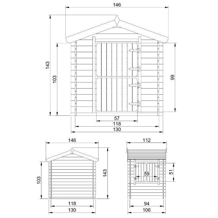 Houten speelhuisje voor kinderen - TIMBELA M516 - Zonder vloer - 112x146xH145cm - 1,1m2