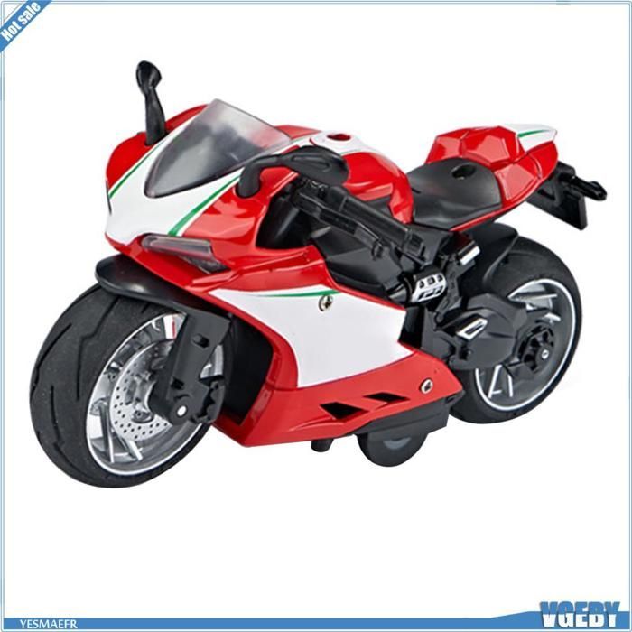 Modelo de motocicleta de juguete Ashata, escala 1:14, motocicleta de juguete de aleación de plástico con mecanismo de retroceso, sonido y juegos de actividades, color rojo.