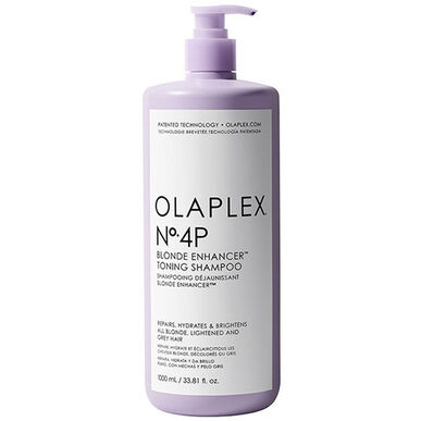 „Olaplex Blonde Enhancer“ tonizuojamasis šampūnas Nr. 4P, spalvą apsaugantis šampūnas, neutralizuojantis geltonus atspalvius, 1000 ml, 1000 ml