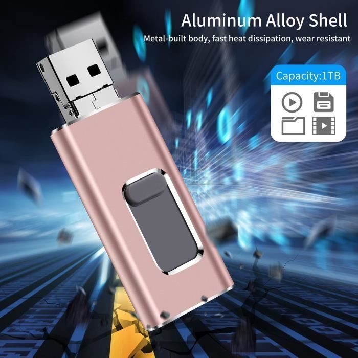 Clé USB 3.0 - Compatible iPhone - 512 Go - Stockage Mémoire - Synchronisation iOS/Android