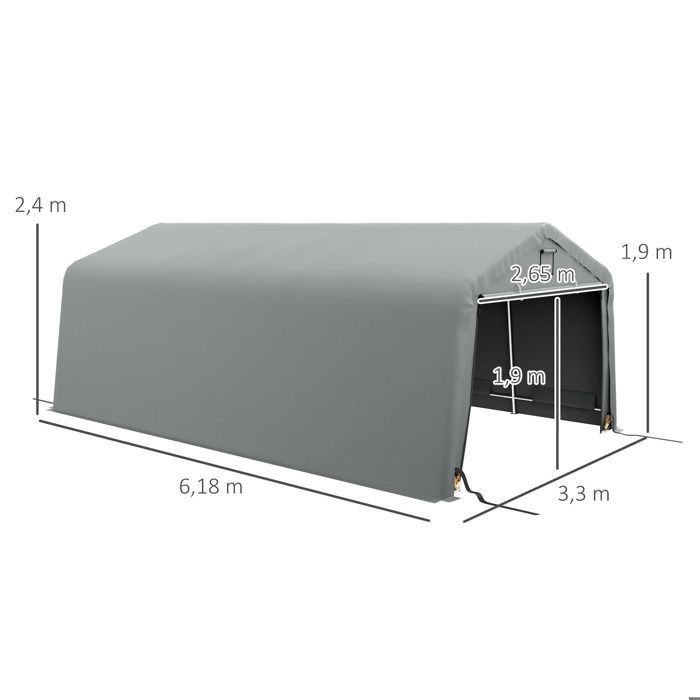 Cochera Outsunny - 618x330x240cm - PE - gris