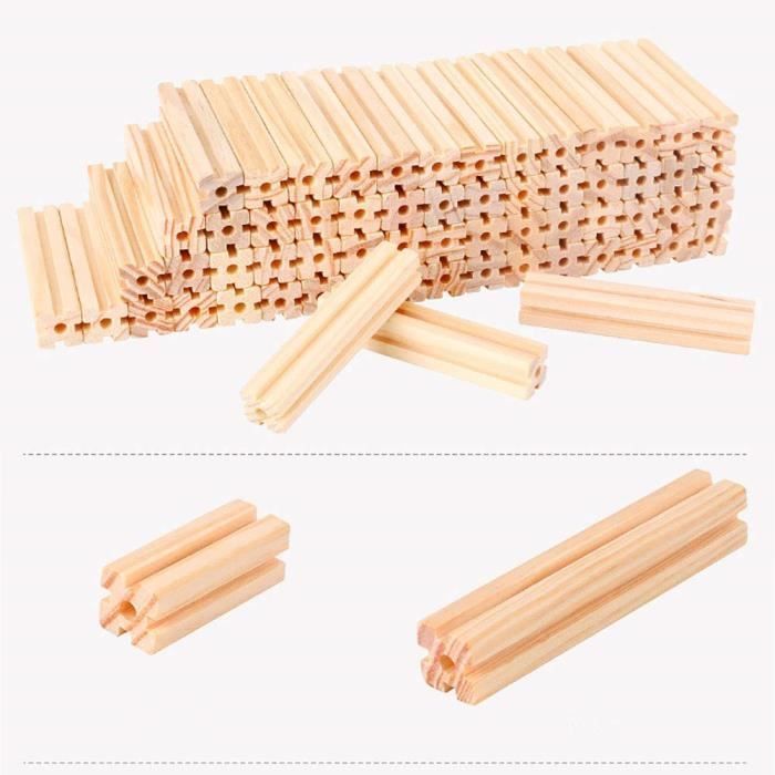 Jeu de Construction en Bois - 128 Pièces - Puzzle éducatif - Assemblé Maison