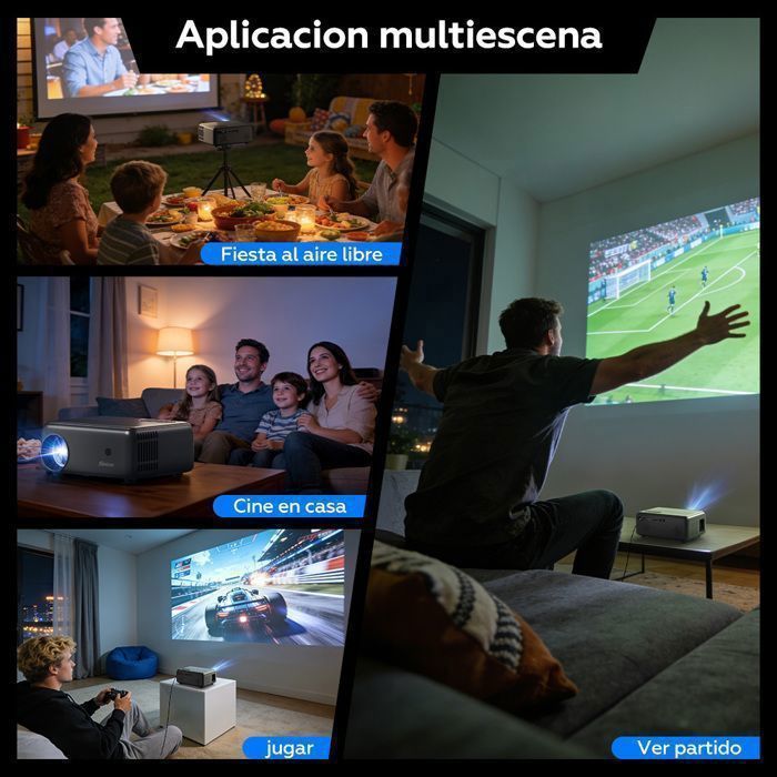 Proiettore portatile, grigio, WiFi 6, proiettore intelligente, supporto 4K, Full HD, Bluetooth 5.0, home cinema
