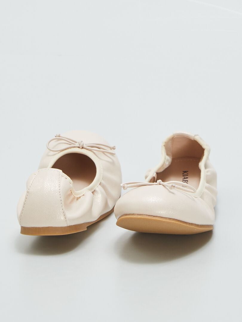 Sapatilhas de ballet com laço estampado - BEGE
