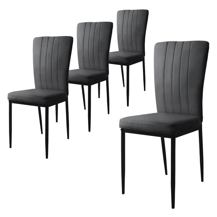 ML-Design - Juego de 4 sillas de comedor de terciopelo gris, respaldo ergonómico, asiento acolchado, ideales para sala de estar o cocina.
