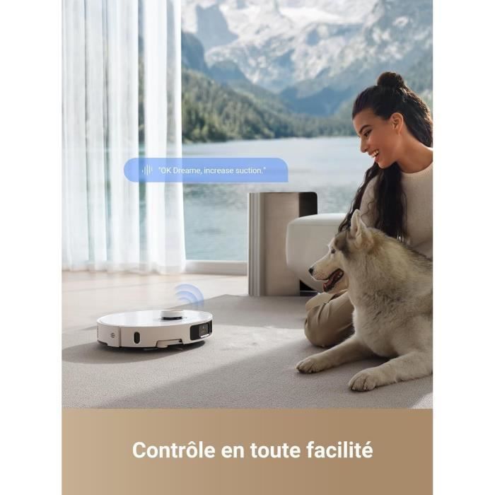 DREAME L40 Ultra Robot Aspirateur Laveur avec Serpillière Amovible et relevable - Brosse latérale Extensible et relevable -11 000 Pa