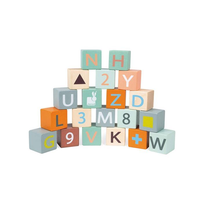 ABC Sweet Cocoon Walker - JANOD - Madera - 20 cubos de números y letras - Ábaco