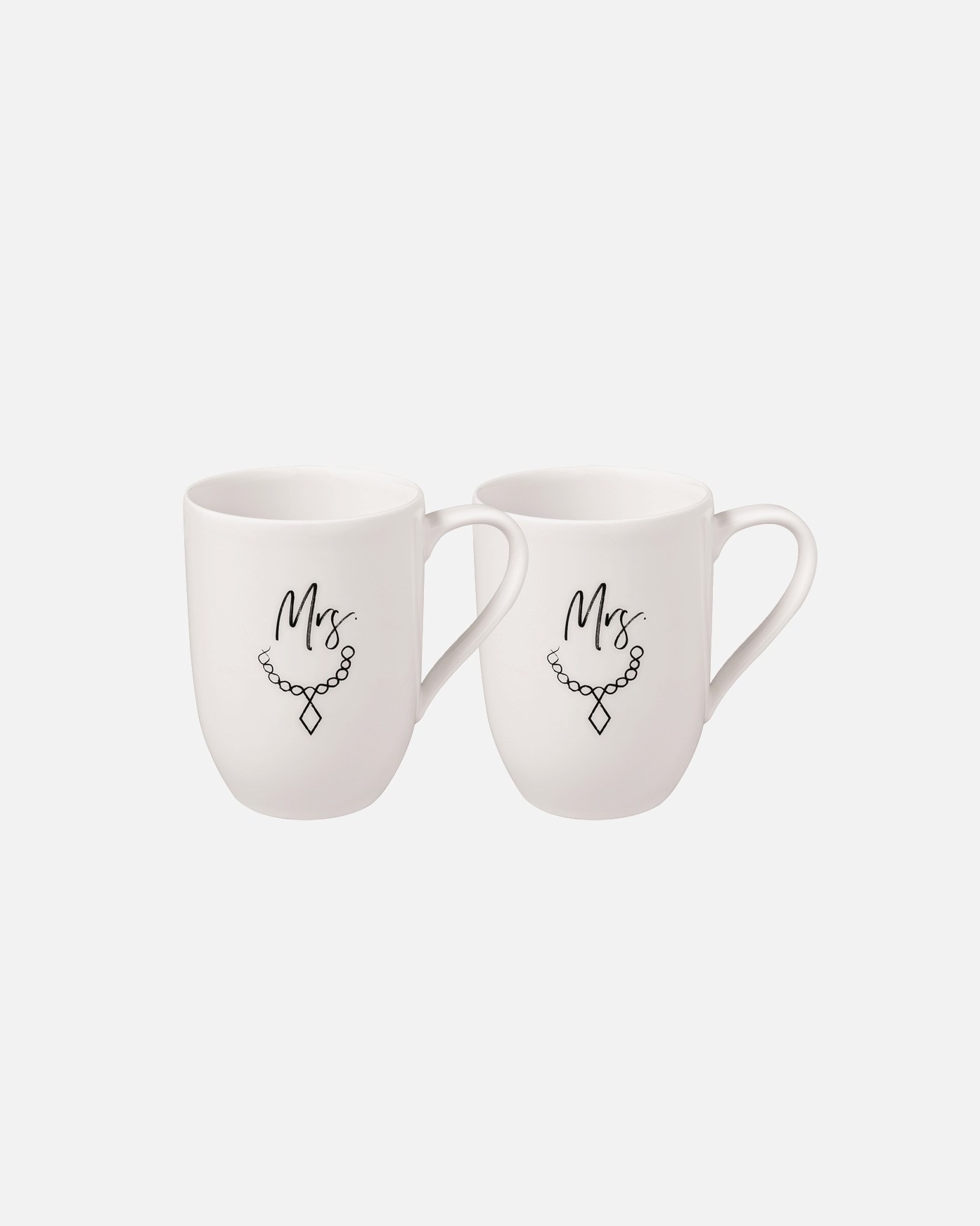 Villeroy & Boch puodelių rinkinys „Mrs. & Mrs.“ (2 dalių), 1 dalis su spauda.