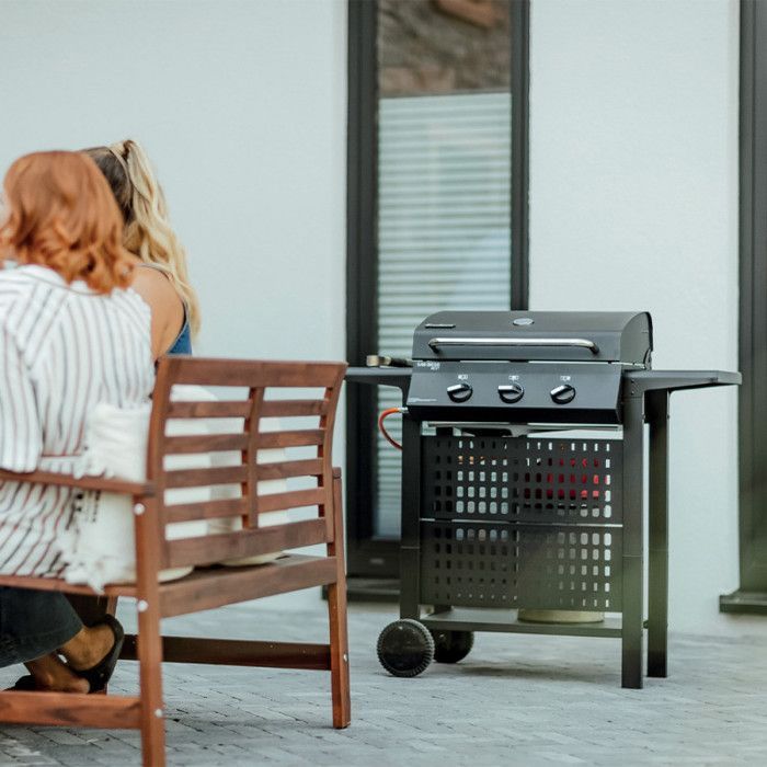 Barbacoa de gas San Diego Next 3 - ENDERS - 3 quemadores de acero inoxidable - Superficie de cocción de 50,5 x 33 cm - Parrilla de acero inoxidable - Estantes laterales - 6,75 kW