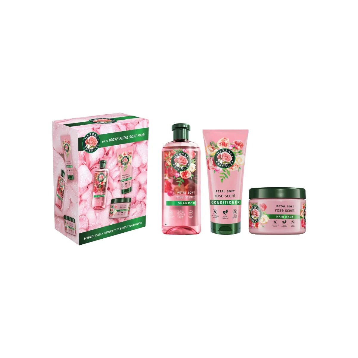 Kit Rosa da Herbal Essences combate o ressecamento capilar.