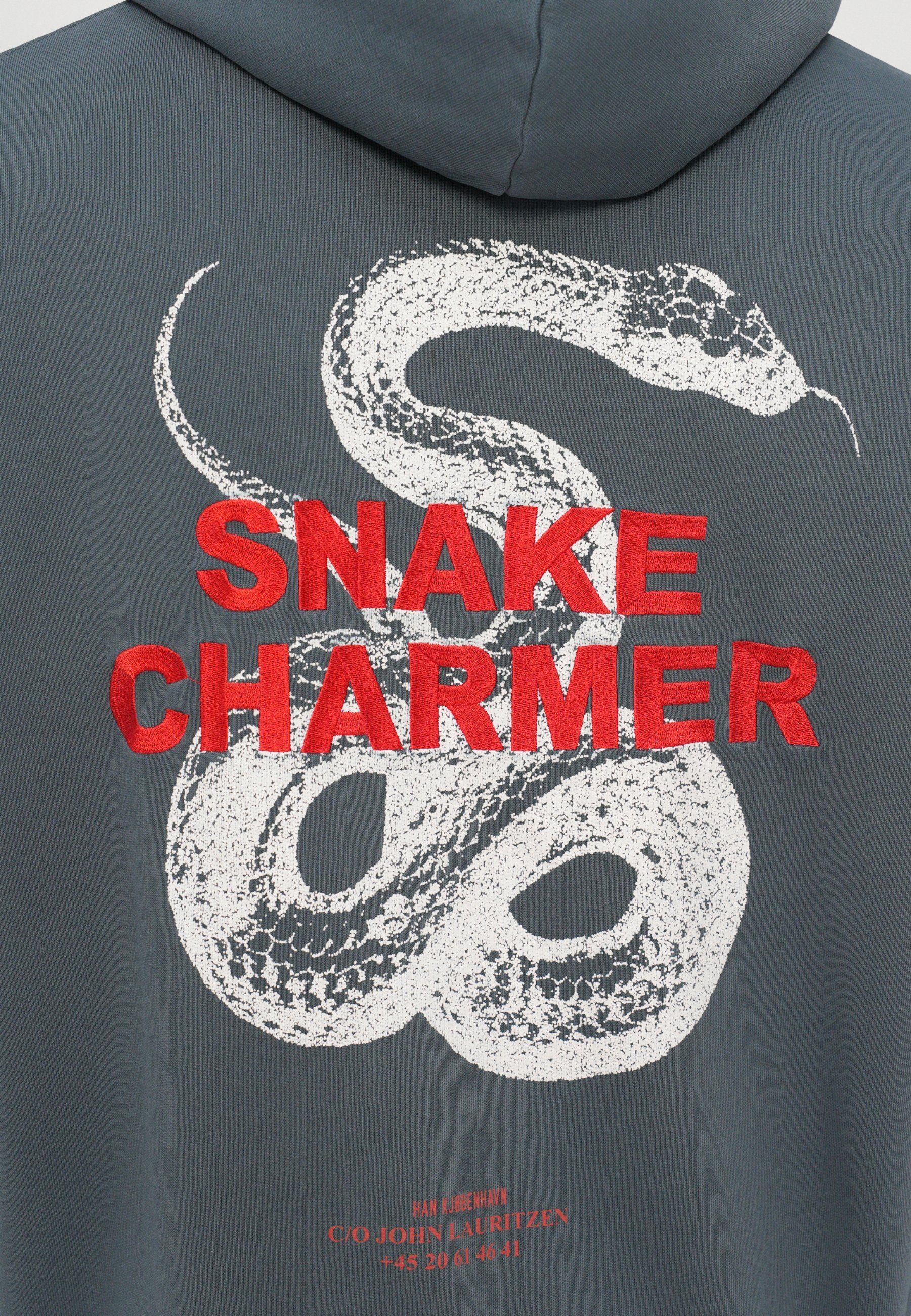 Han Kjøbenhavn SNAKE EMBROIDERY - Felpa con cappuccio - grigio scuro