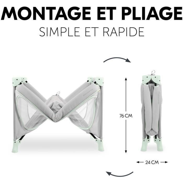 Lit de voyage - HAUCK - DREAM N PLAY PLUS - 60 x 120 cm - Dès la naissance - Pliable - Dusty Mint