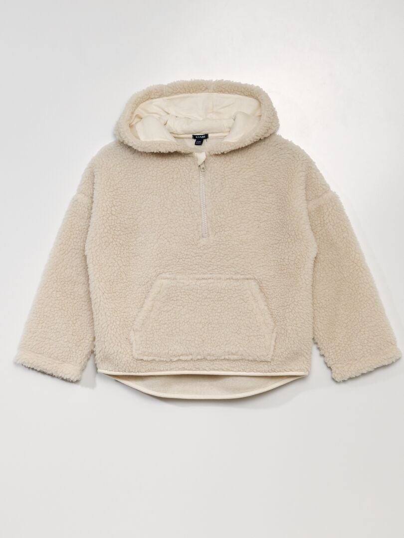Bluza z golfem Sherpa z zamkiem błyskawicznym – BIAŁA