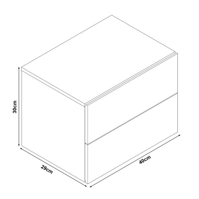 Table de chevet murale Ampfing avec 2 tiroirs 40 x 29 x 30 cm gris clair