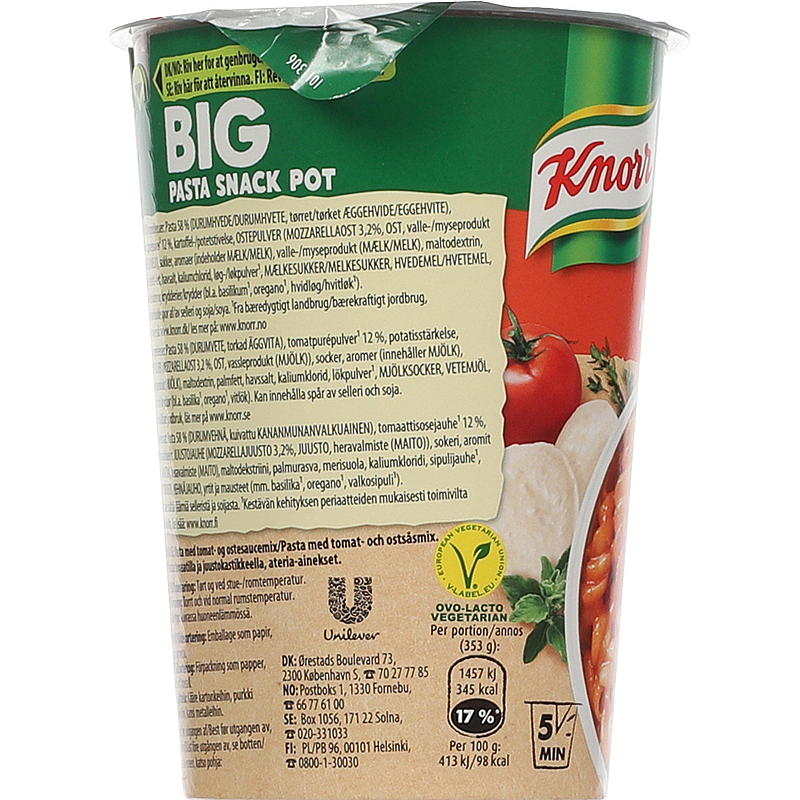 Knorr Tomat og mozzarella stor snacksbeholder 93 g Knorr