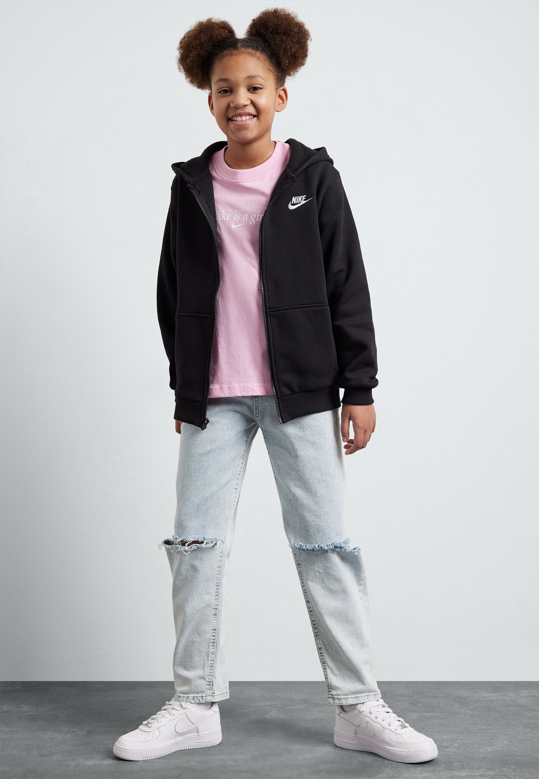 Nike Sportswear SPORTSWEAR CLUB FLEECE UNISEX - Sweatshirt met rits - zwart/wit