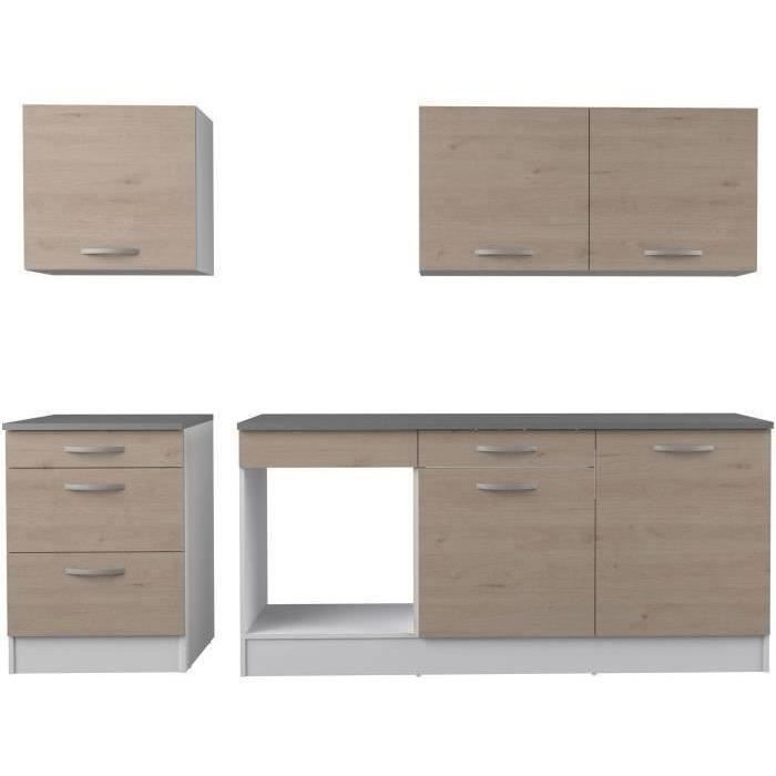 Cuisine complète OSLO - L 240cm  - Chêne - Plan de travail inclus