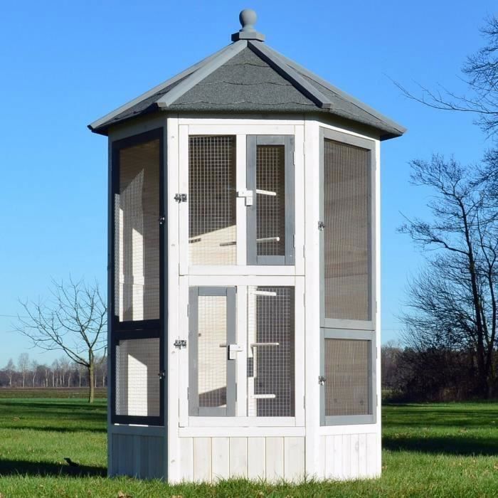 Volière Cage à oiseaux en bois de haute qualité 100 x 180 x 100 cm –Modèle ‘’Luise 309’’