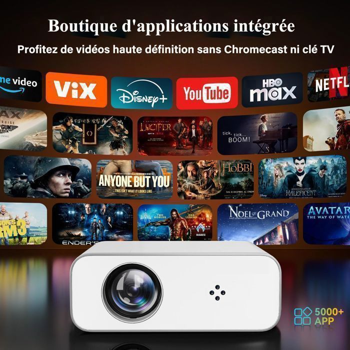 Proyector certificado por Netflix, 40000 lúmenes, compatible con 4K, Android 13, enfoque automático/corrección trapezoidal 6D, WiFi 6/RJ45, audio de 2x8W, Bluetooth 5.2