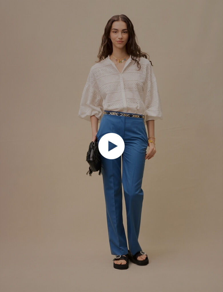 Pantaloni drepți albaștri pentru costum - Albastru