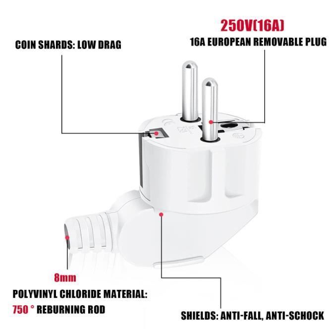 Enchufe eléctrico - Sin especificar - Macho 250V 16A - Resistente al agua - ABS - 2 piezas