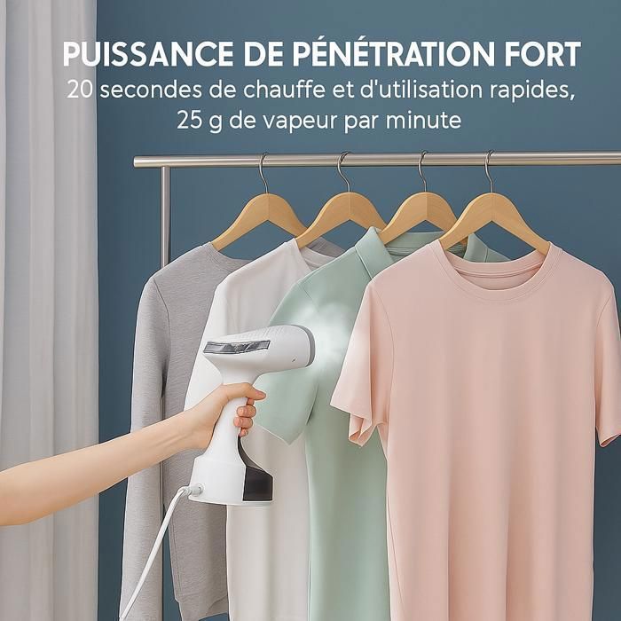 Vertical Garment Steamer, 1500W Handheld Steamer, 300ml Garment Steamer, Travel Iron, 20s Heat-Up
