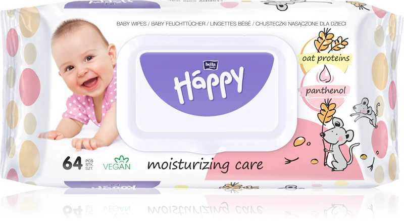BELLA Baby Happy Detské čistiace obrúsky s ovsenými proteínmi a panthenolom