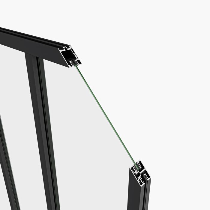 Workshop-style glass partition in powder-coated aluminum and 4mm tempered glass - W.123 x H.108 cm - Black - Maximum Brightness