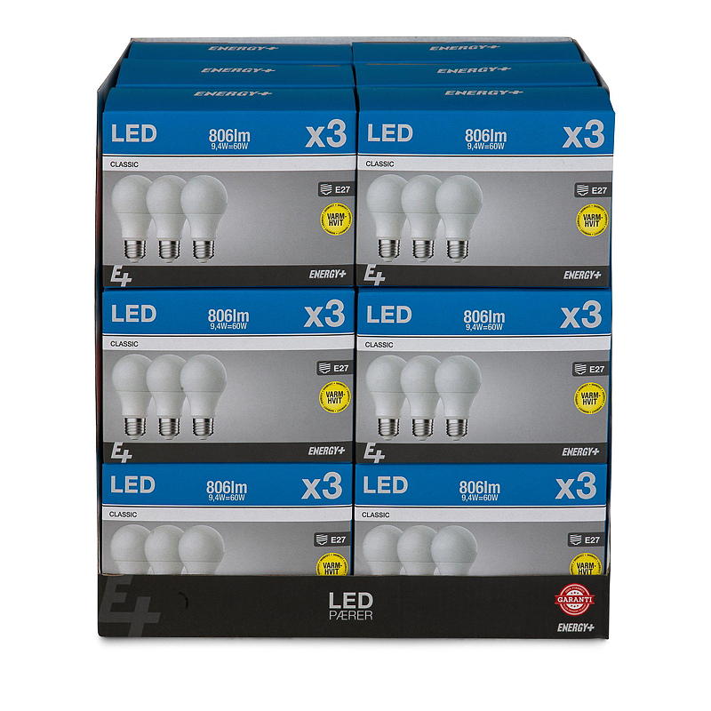 Ampoule LED basse consommation 806 lm, lot de 3, culot E27 A60 classique