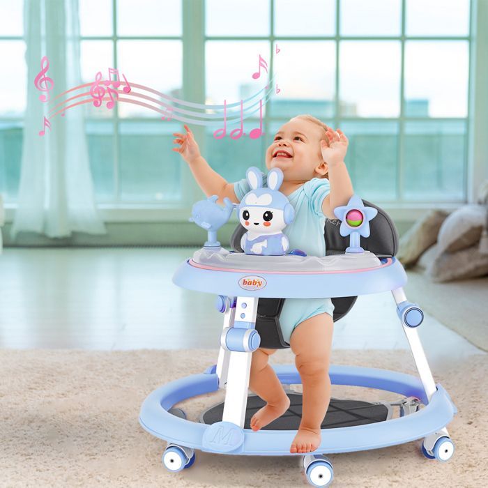 Trotteur bébé évolutif musical  - CREMLANK - 6 à 18 mois - Réglage du coussin à 5 niveaux - 20X52CM - Plastique