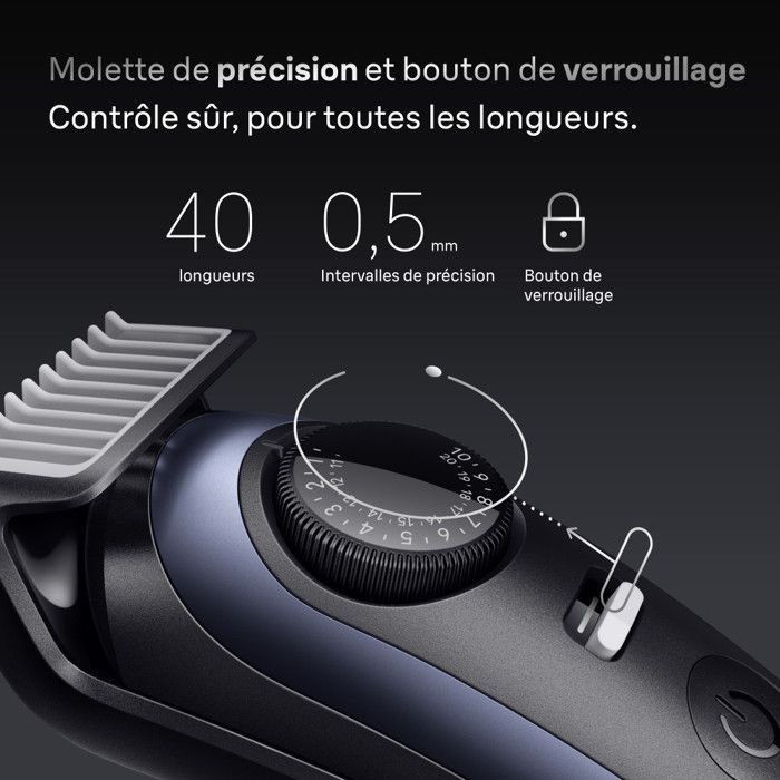 Braun Tondeuse À Barbe Series 7, + 6 Outils De Barbier, 40 Longueurs, Lame ProBlade, BT7520, Bleu
