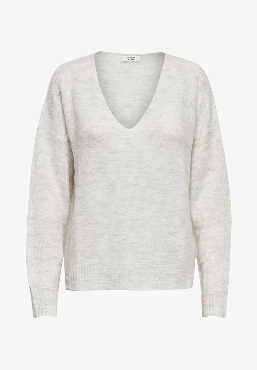 JDY JDYELANORA L/S V-NECK NOOS - Jumper - cloud dancer