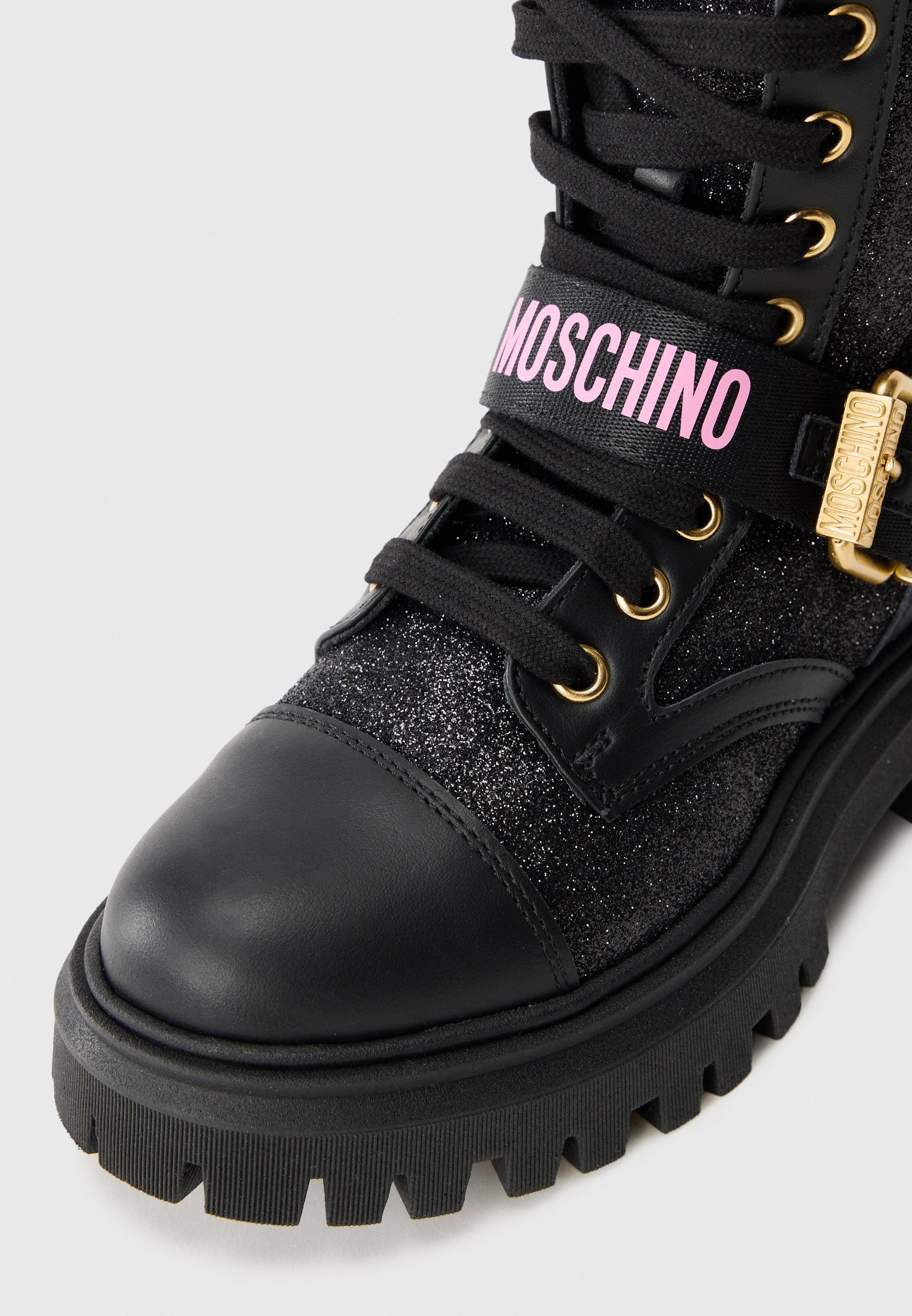 Bottines MOSCHINO UNISEX - à lacets - noir/rose/doré
