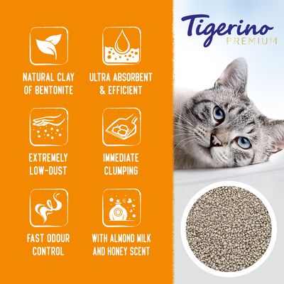 Tigerino Premium Kattegrus – Mandelmælk & Honning