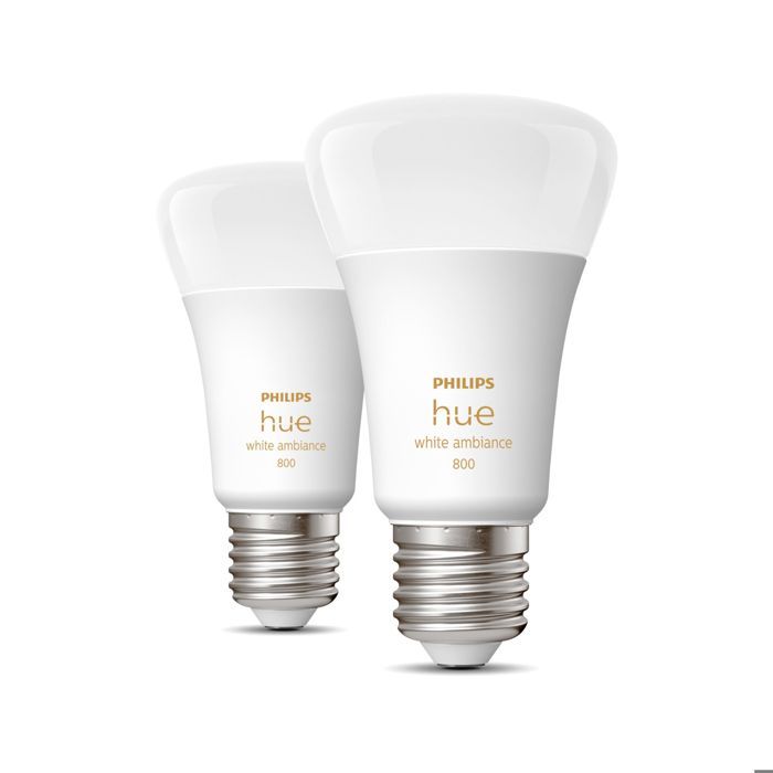Ampoules LED connectées - PHILIPS - Hue White Ambiance - E27 - Compatible Bluetooth - Pack de 2