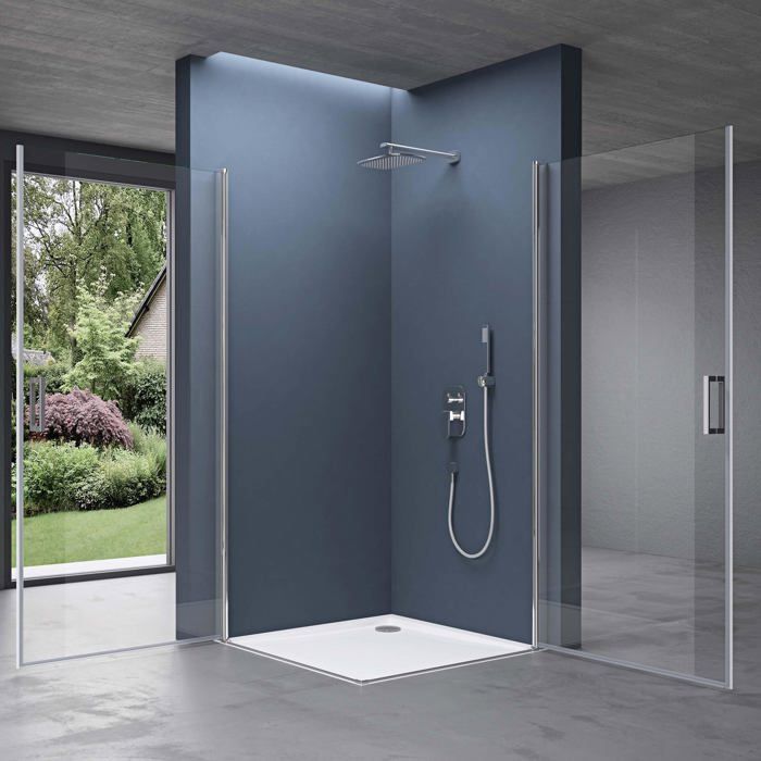 Mampara de ducha de diseño Rav24k de 70x80x195cm con 2 puertas pivotantes, cristal de seguridad transparente de 6 mm y su