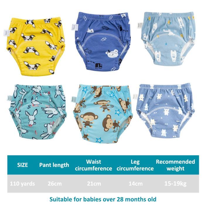 Unisex cotton potty training pants, reusable, breathable, waterproof, for boys and girls